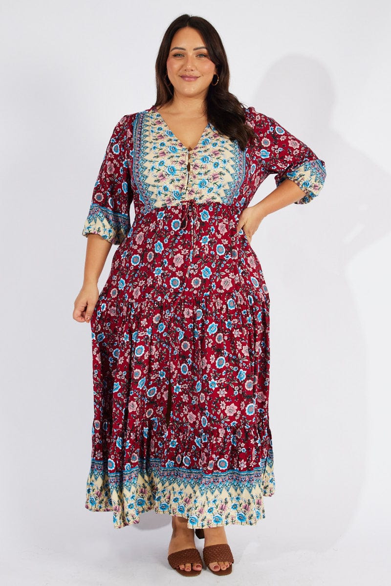 Laci Floral Boho Tiered Maxi Dress