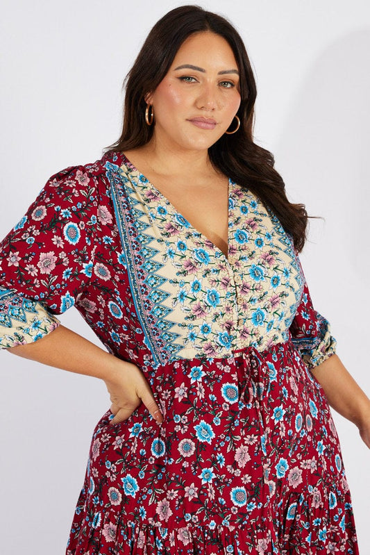 Laci Floral Boho Tiered Maxi Dress