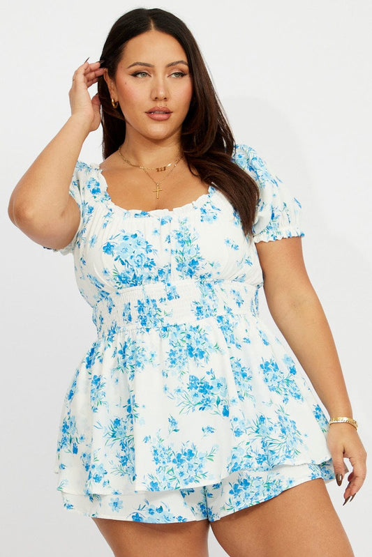 Carly Floral Smocked Waist Playsuit