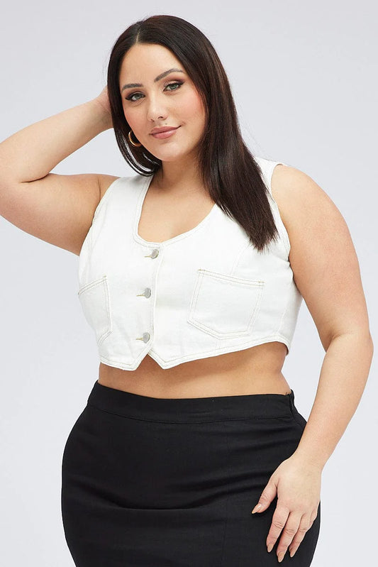 White Denim Vest